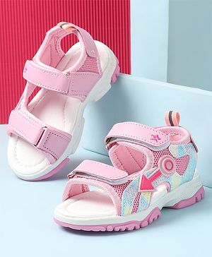 Cute Walk by Babyhug Sandals with Velcro Closure & Applique - Pink