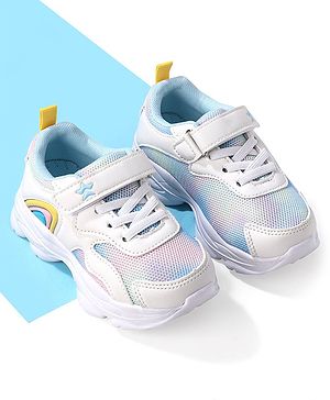 Cute Walk by Babyhug Velcro Closure Sneakers  - White & Blue