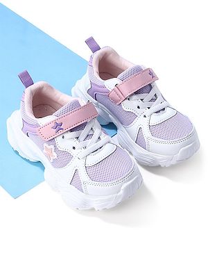 Cute Walk by Babyhug Sneaker with Velcro Closure - White & Purple