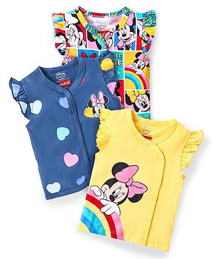 Babyhug Interlock Frill Sleeves Front Open Jhablas Minnie & Friends Print Pack of 3 - Multicolour