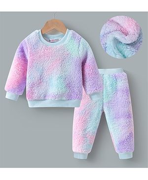 Kookie Kids Full Sleeves Tie & Dye Winter Wear Night Suit - Multicolor