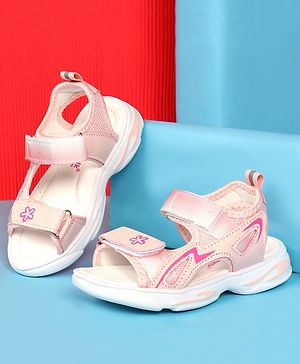 Cute Walk by Babyhug Sandals with Velcro Closure & Floral Print - Pink