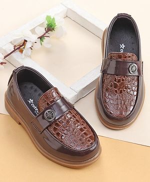 Cute Walk by Babyhug Slip On Formal Shoes- Dark Brown
