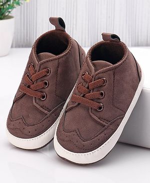 Cute Walk by Babyhug Booties with Lace Up Closure-  Brown
