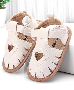 Cute Walk by Babyhug Booties with  Velcro Closure & Heart Design  - White