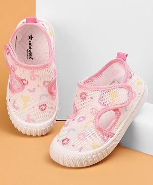 Cute Walk by Babyhug Casual Printed Shoes with Velcro Closure - Pink
