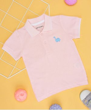 Pantaloons Baby Half Sleeves Dinosaur Patch Tee - Pink