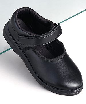 Pine Kids Solid School Shoes with Velcro Closure - Black