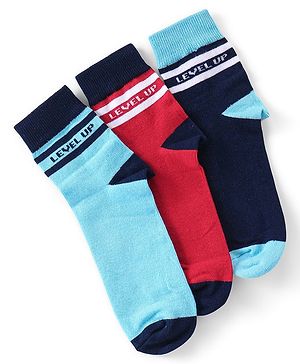 Pine Kids Knitted Silvadur Antimicrobial Ankle Length Text Design Socks Pack of 3 ( Color May Vary  )