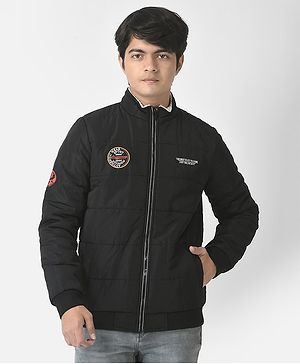 CRIMSOUNE CLUB Full Sleeves Text Printed Jacket - Black