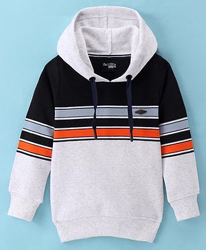 Noddy Full Sleeve Striped & Colour Blocked Hoodie - Black