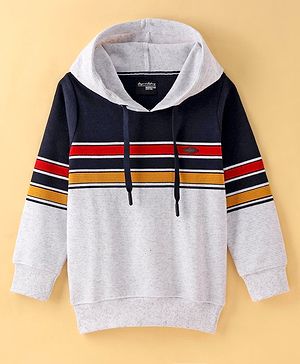 Noddy Full Sleeves Striped & Colour Blocked Hoodie - Navy Blue