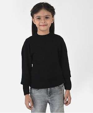 CRIMSOUNE CLUB Full Sleeves Solid Sweater - Black