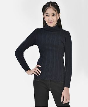 CRIMSOUNE CLUB Full Sleeves Striped  Design Sweater - Navy Blue