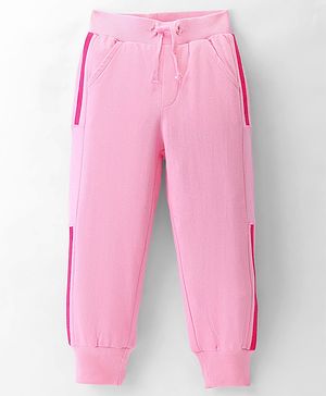 Kookie Kids Knit Full Length Fleece  Lounge Pant with Tape Detailing - Pink