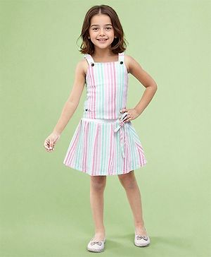 TOONYPORT Cotton Sleeveless Striped  Top & Skirt Set - Multi Color