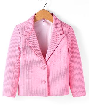 Babyhug Woven Full Sleeves Solid Party Blazer - Pink