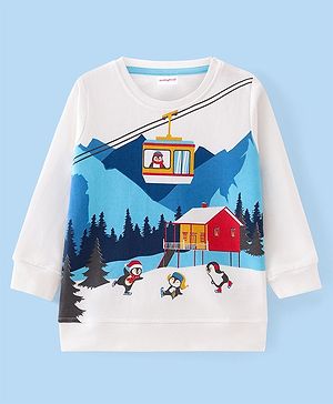 Babyhug Cotton Knit Full Sleeves Sweatshirts With Christmas Theme Print - White