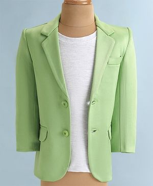 Babyhug Woven  Full Sleeves Solid Blazer With T-Shirt - Green & White