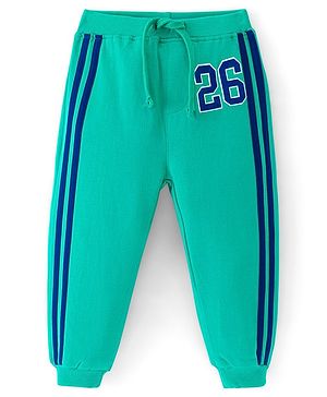 Babyhug Terry Knit Full Length Lounge Pant Numeric Print - Sea Green