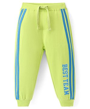 Babyhug Terry Knit Full Length Lounge Pant Text Print - Limegreen