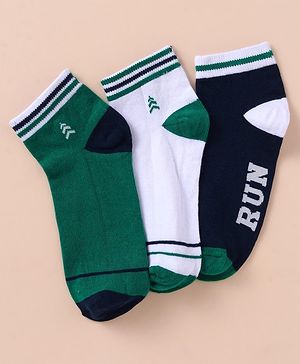 Pine Kids Cotton Knit Ankle Length Color Block Socks Pack Of 3 (Color May Vary)