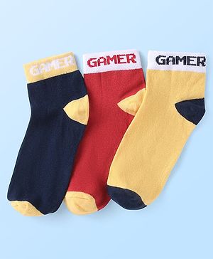 Pine Kids Knit Ankle Length Socks With Gamer Design Pack of 3 (Colour May Vary)