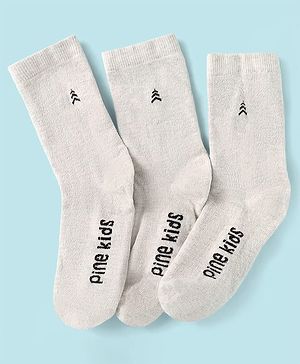 Pine Kids Knit Ankle Length Socks with Brand Name Design Pack of 3 (Color May Vary)