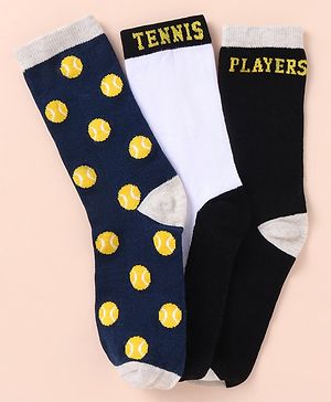 Pine Kids Cotton Knit Ankle Length Sport Theme Socks Pack Of 3 (Color May Vary)
