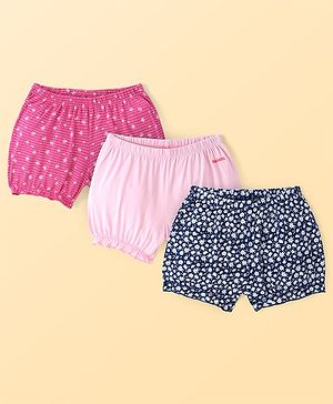Pine Kids Cotton Lycra Knit Bloomer with Floral Print Pack of 3 - ( Color May Vary )