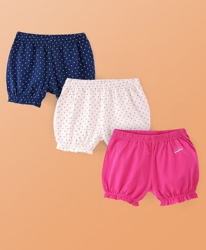 Pine Kids Cotton Lycra Knit Stars Printed Bloomers Pack of 3 (Colour May Vary)