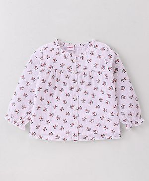 Babyhug Full Peasant Sleeves  Top With Floral Print - Pink