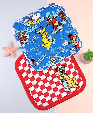 Babyhug Disney  Wash Cloth With Mickey Mouse Graphic L 25 x B 25 cm Pack of 2  - Red & Blue