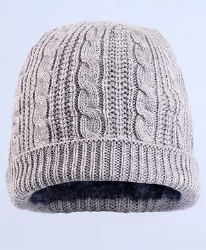 Pine Kids Winter Cap with Cable Knit Design - Grey