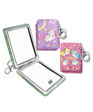 Bunie Unicorn Design Foldable Mirror with Key Ring 2 Pcs  Color May Vary