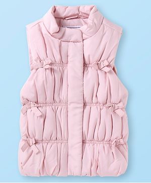 Babyhug  Woven Sleeveless Padded Winter Jacket with  Pockets - Pink