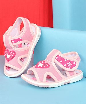 Cute Walk by Babyhug Sandals with Velcro Closure & Heart Applique - Pink