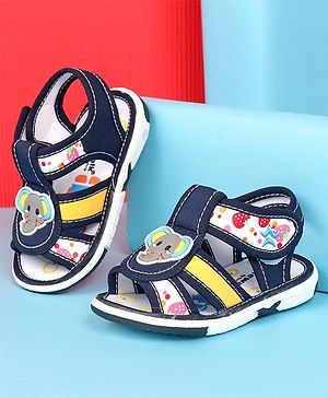Cute Walk by Babyhug Velcro Closure Sandals with Elephant Applique - Blue