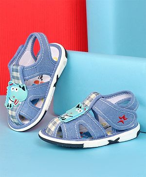 Cute Walk by Babyhug Velcro Closure Sandal with Crocodile Applique - Blue