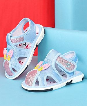 Cute Walk by Babyhug Velcro Closure Sandals with Butterfly Applique - Blue