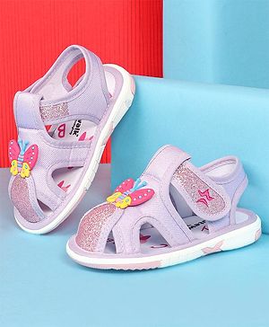Cute Walk by Babyhug Velcro Closure Sandals with Butterfly Applique - Purple