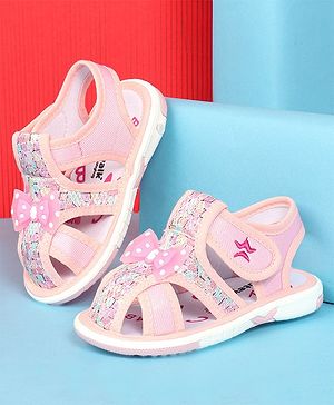 Cute Walk by Babyhug Sandals with Velcro Closure & Bow Applique - Pink