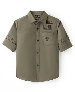 Ruff Twill Woven Full Sleeves Solid Shirt - Khaki