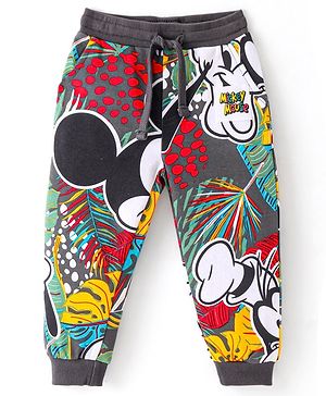 Babyhug Disney Cotton Knit Full Length Lounge Pants With Mickey  Mouse Print - Grey