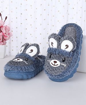 Oh! Pair Slip On Winter Shoes with Teddy Applique - Blue