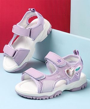 Cute Walk by Babyhug Casual Sandals with Velcro Closure & Heart Applique - Purple
