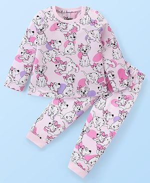 Babyhug Disney Single Jersey Knit Full Sleeves Night Suit With 101 Dalmatians Print - Light Pink