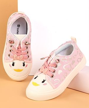 Cute Walk by Babyhug Slip On Casual Shoes with Bow Lace Applique - Pink