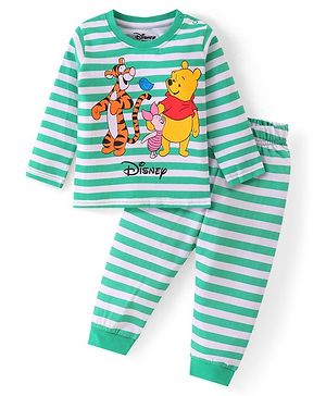 Babyhug Disney Single Jersey Knit Full Sleeves Night Suit With Winnie & Friends Graphics - Green