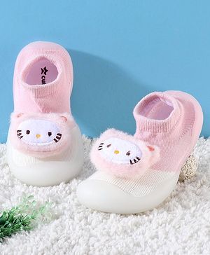 Cute Walk by Babyhug Socks shoes with Cat Applique - Pink